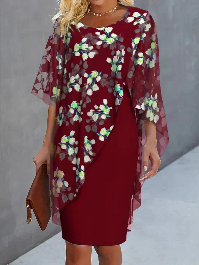 Robe Fleurie Élégante Sans Manches à Encolure Ronde - Image 2