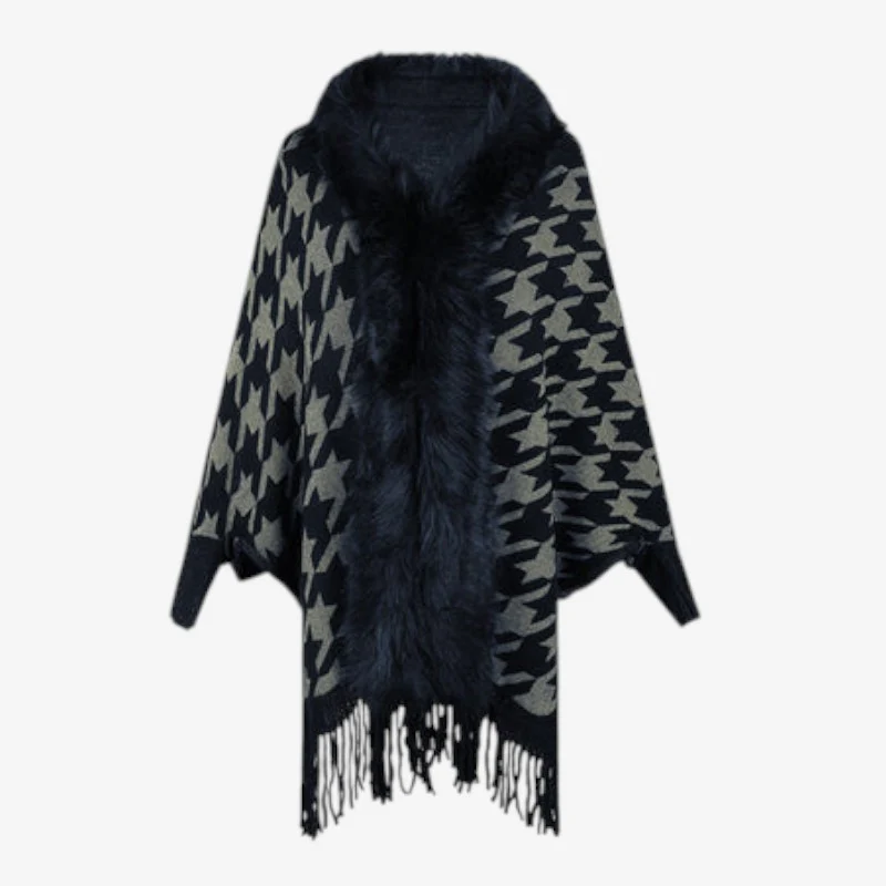 Beverly – Poncho à motif étoiles avec col montant