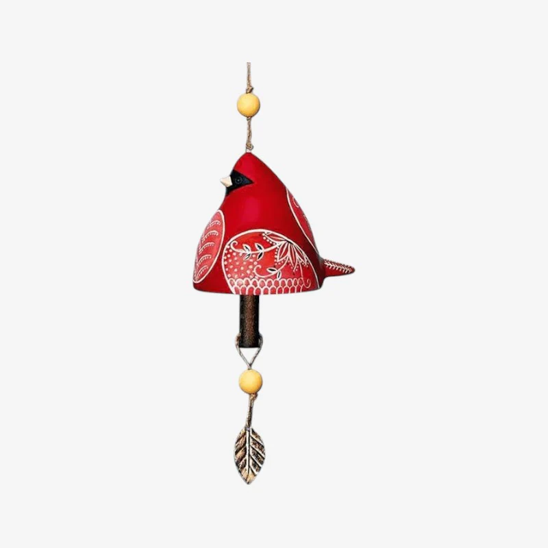 Carillon à vent oiseaux avec décorations de feuilles