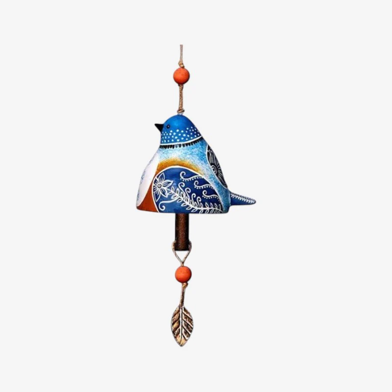 Carillon à vent oiseaux avec décorations de feuilles - Image 2