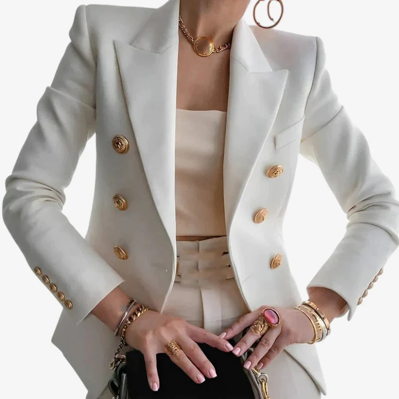 Blazer avec Épaules Structurées, Manches Longues et Fermeture Boutonnée - Image 2