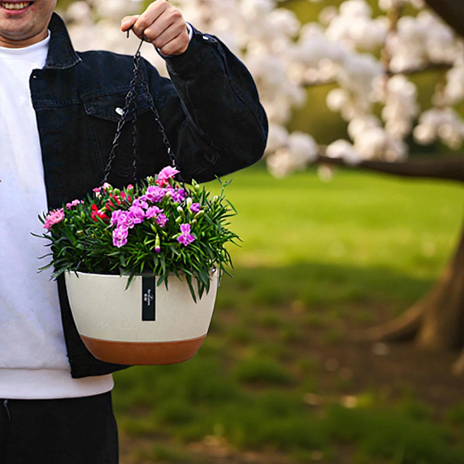Pot de fleurs suspendu durable avec chaîne - Image 2