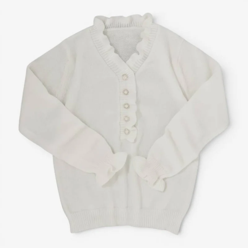 Blouse à volants avec boutons décoratifs et manches longues
