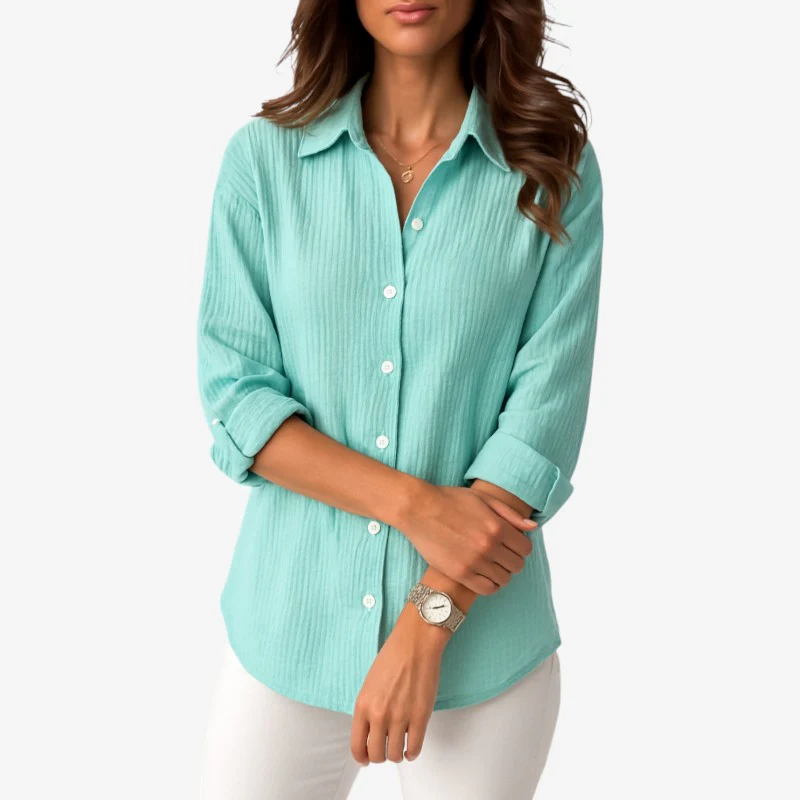 Blouse femme manches longues col rabattu - Image 3