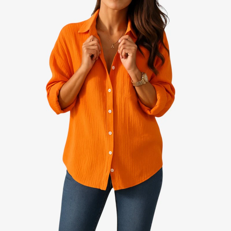 Blouse femme manches longues col rabattu - Image 4