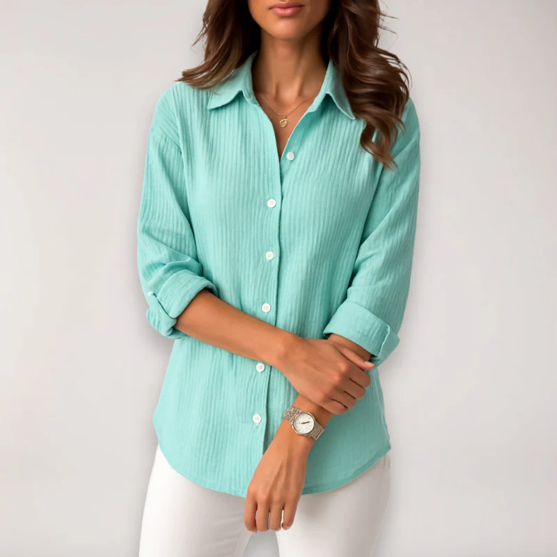 Blouse femme manches longues col rabattu - Image 6