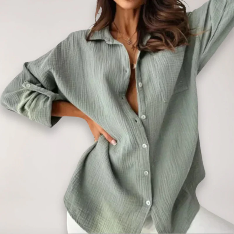 Blouse femme manches longues col rabattu - Image 7