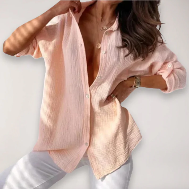Blouse femme manches longues col rabattu - Image 8