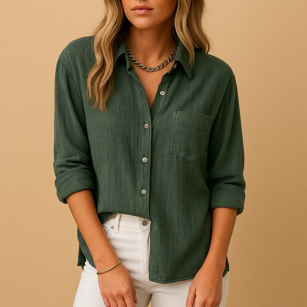 Chemise Boutonnée Décontractée Poche Poitrine - Image 5