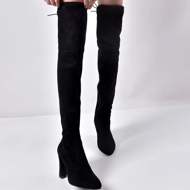 Bottes au-dessus du genou avec talon haut et fermeture éclair latérale - Image 7