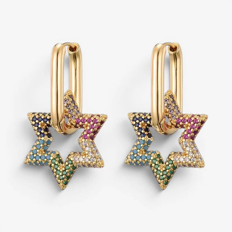 Boucles d’oreilles créoles pour femme avec motif étoile - Image 7