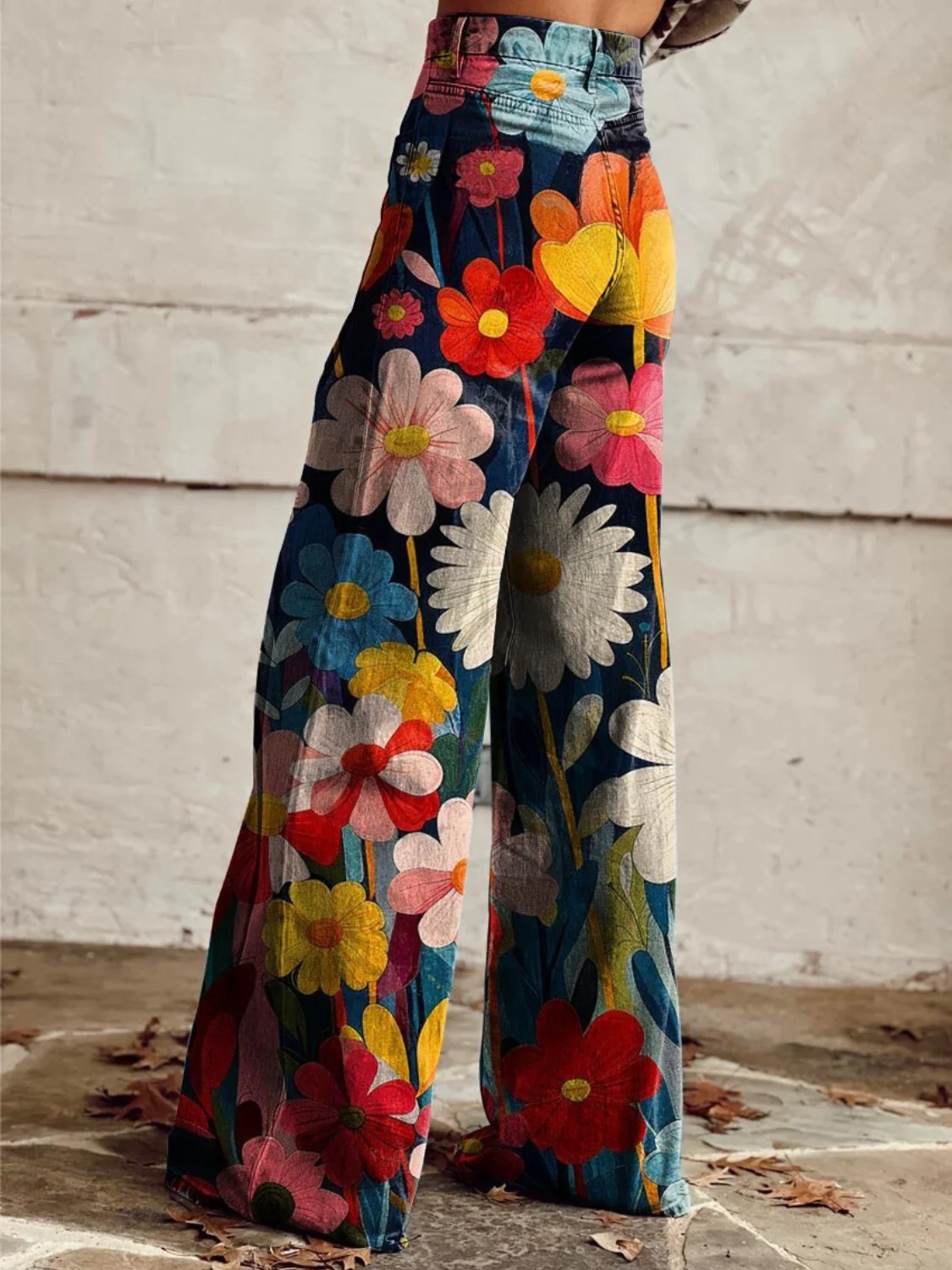 Pantalon large élégant à imprimé floral et taille haute - Image 2