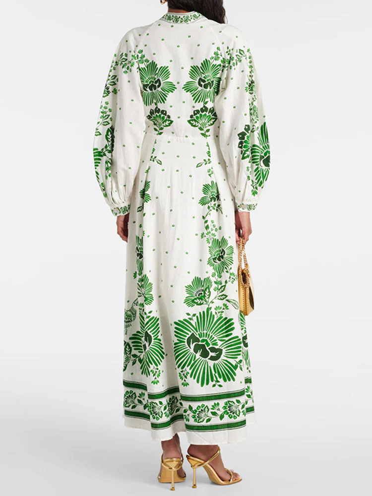 Robe longue à col en V avec manches longues et ceinture à la taille - Image 9