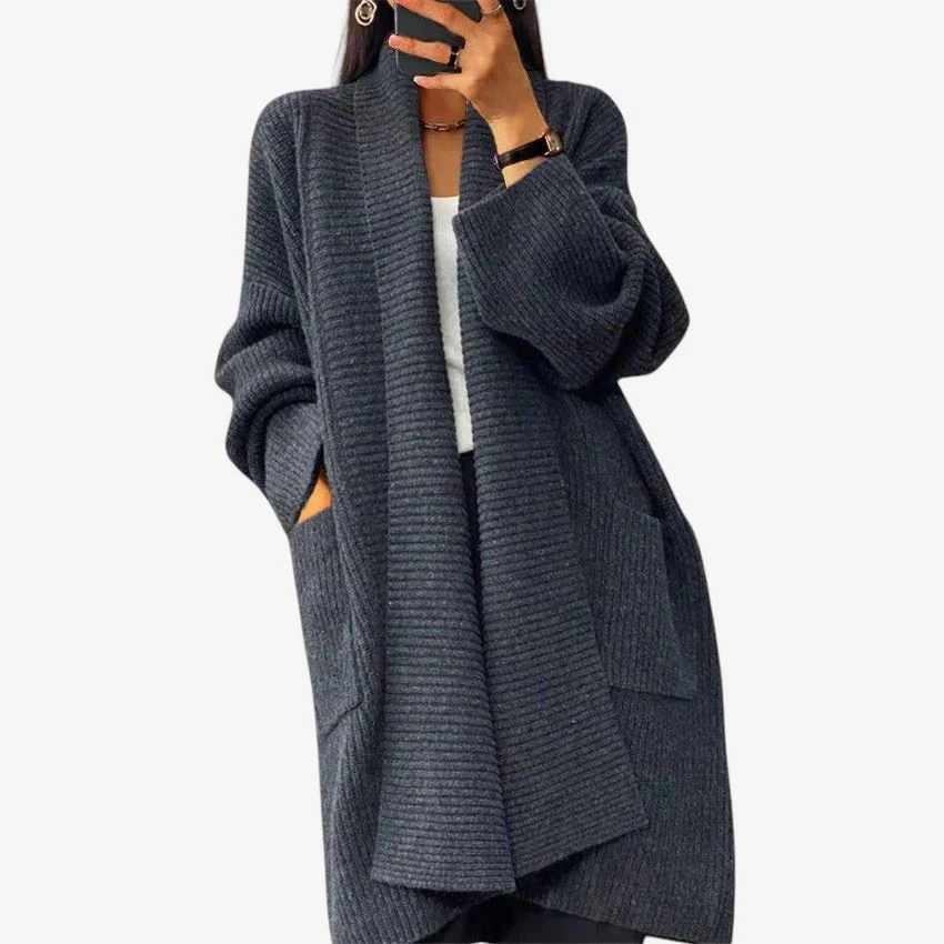 Cardigan Oversize à Manches Longues avec Grandes Poches - Image 3