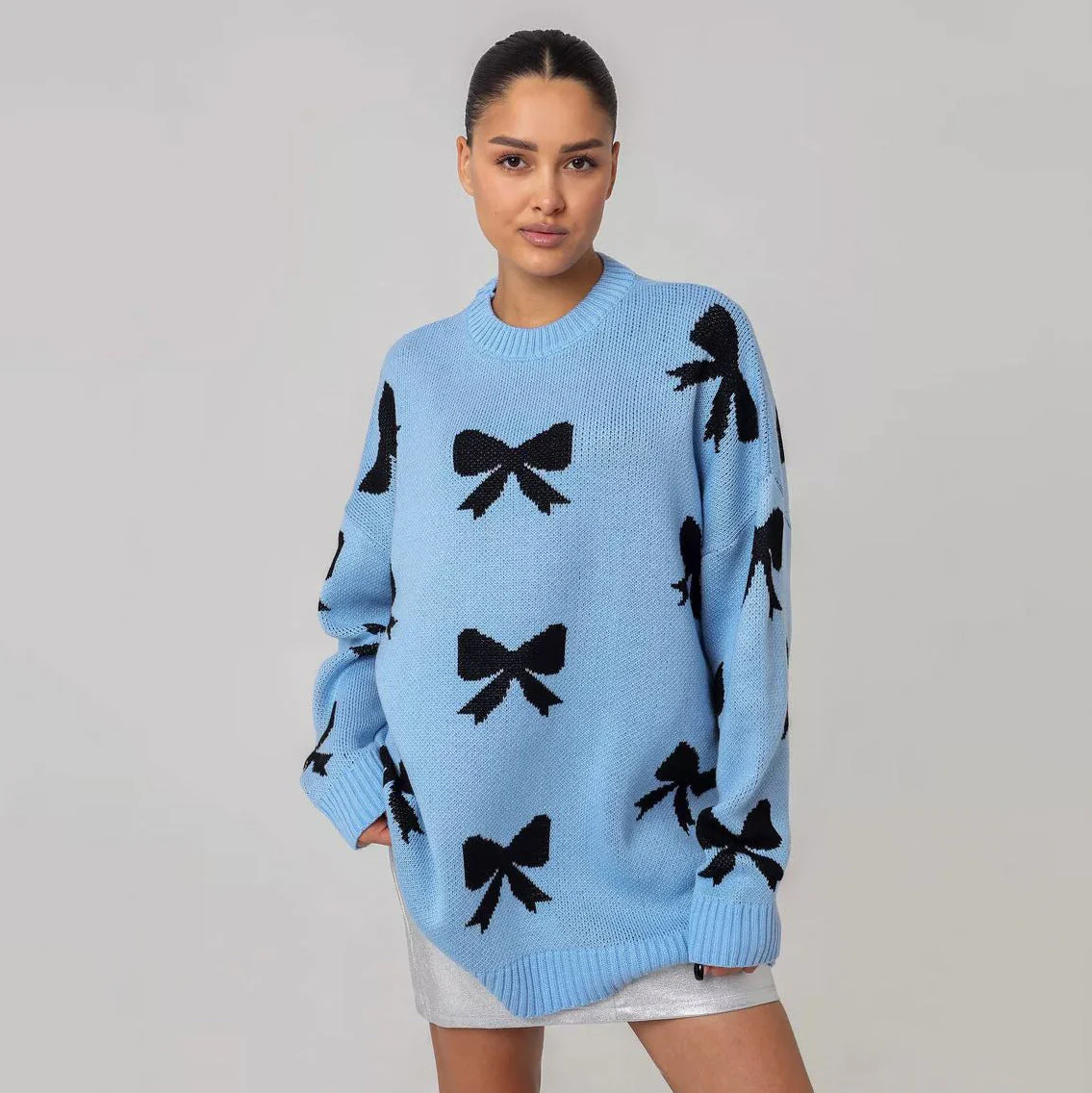 Pull femme col rond manches longues