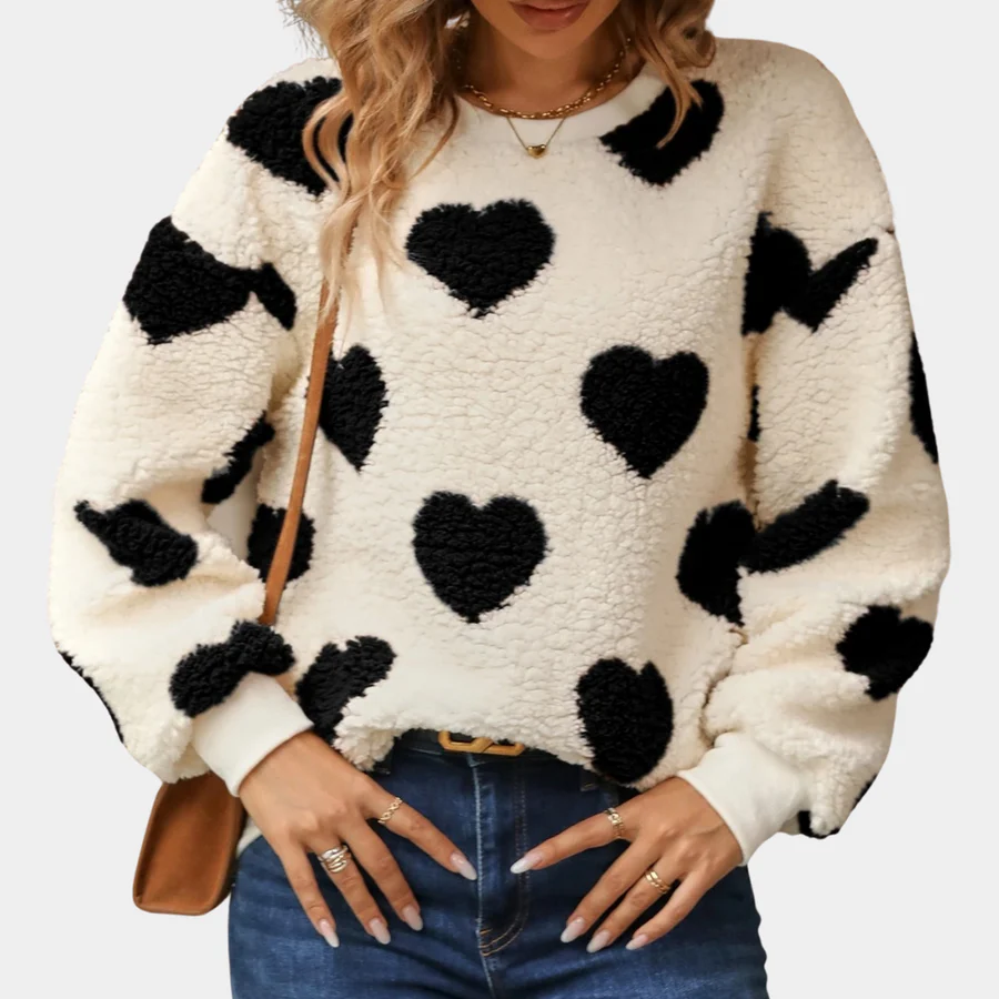 Pull femme col rond doublure polaire