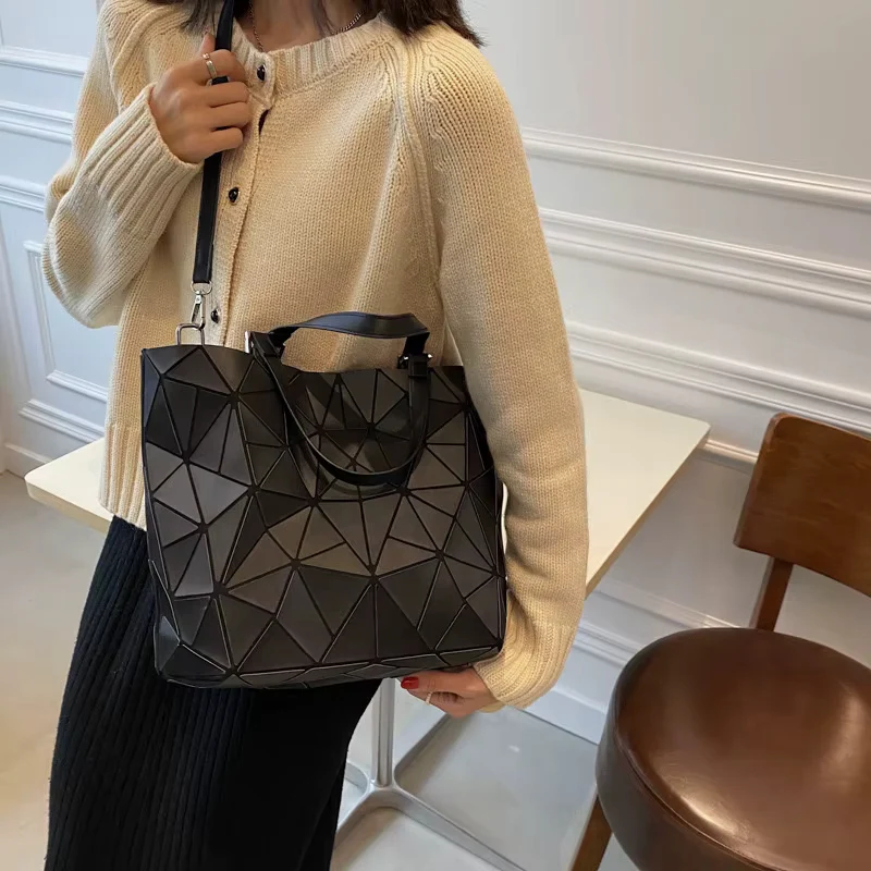Sac bandoulière géométrique grande capacité avec poignée - Image 5