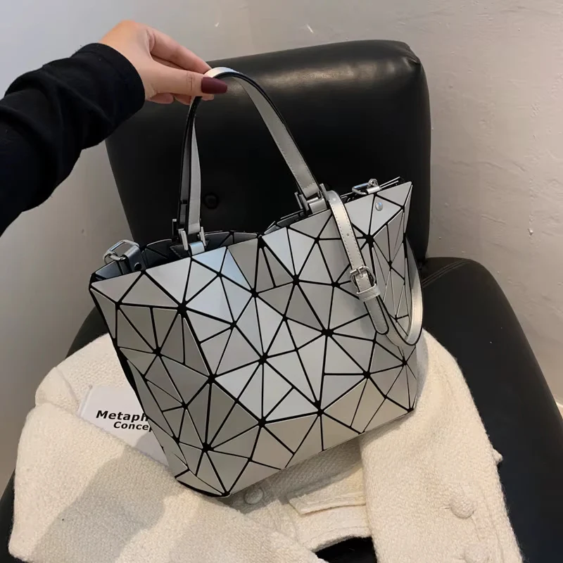 Sac bandoulière géométrique grande capacité avec poignée - Image 6