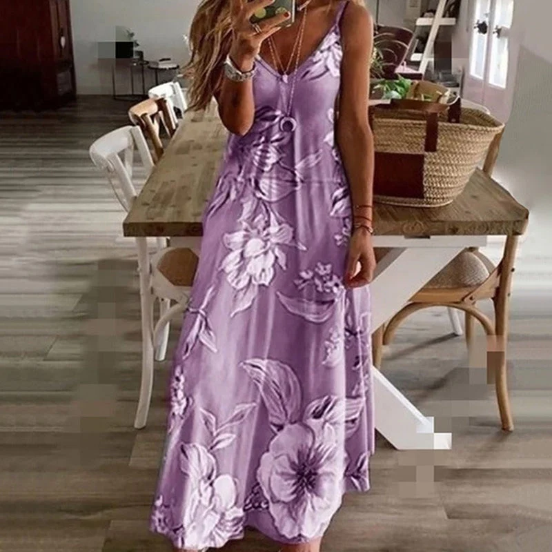 Robe sans manches col en V à imprimé - Image 8