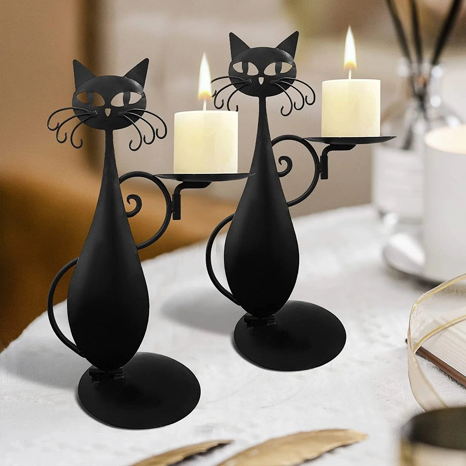 Bougeoir décoratif en forme de chat
