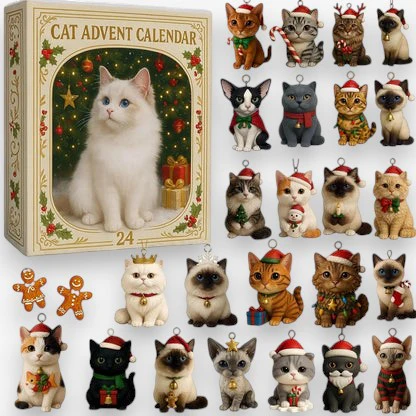 Calendrier chat forme sapin Noël