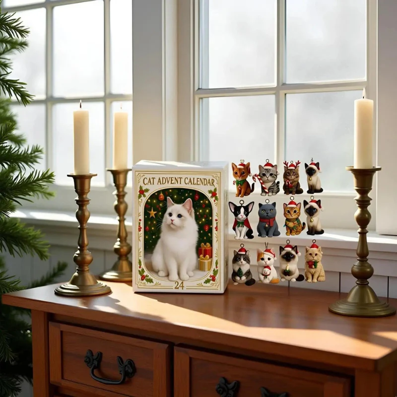 Calendrier chat forme sapin Noël - Image 3
