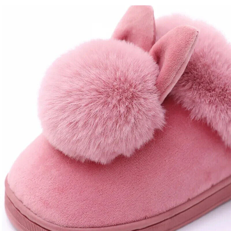 Pantoufles femme en peluche avec oreilles de lapin - Image 10