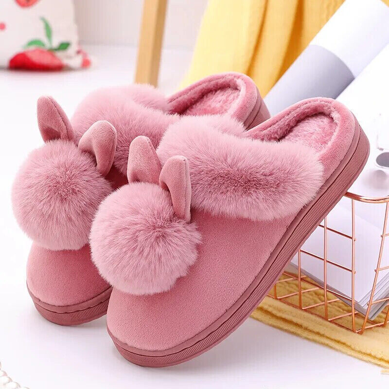 Pantoufles femme en peluche avec oreilles de lapin - Image 4