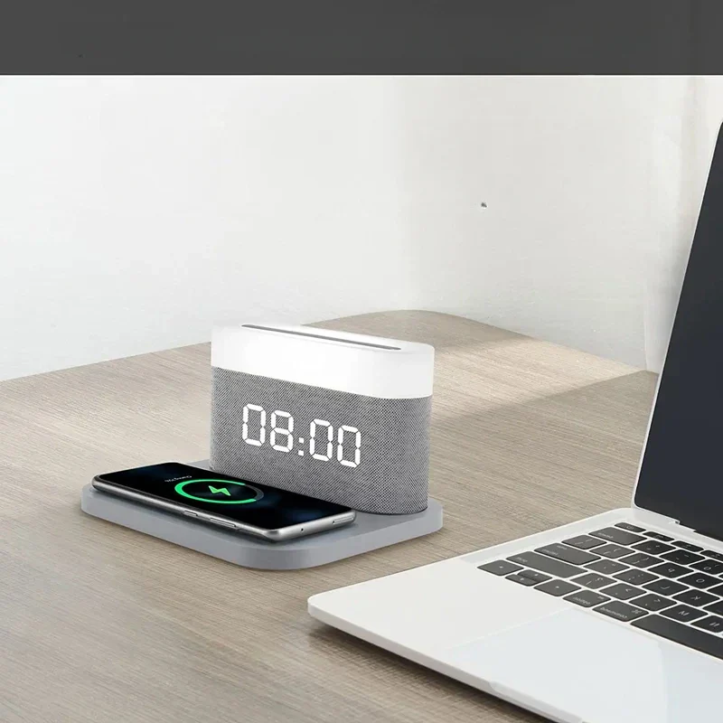 Station de charge sans fil 15 W avec réveil LED intégré - Image 3