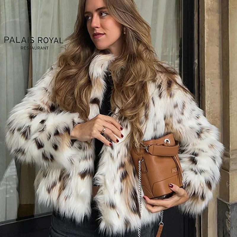 Dames leopard print jas van imitatiebont - Image 3