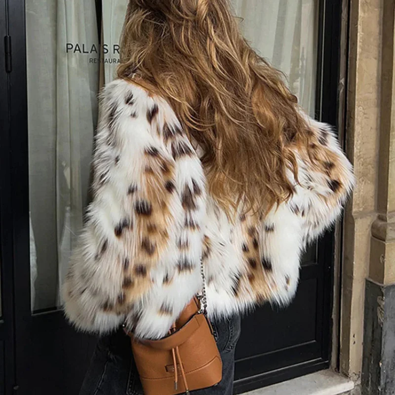Dames leopard print jas van imitatiebont - Image 5