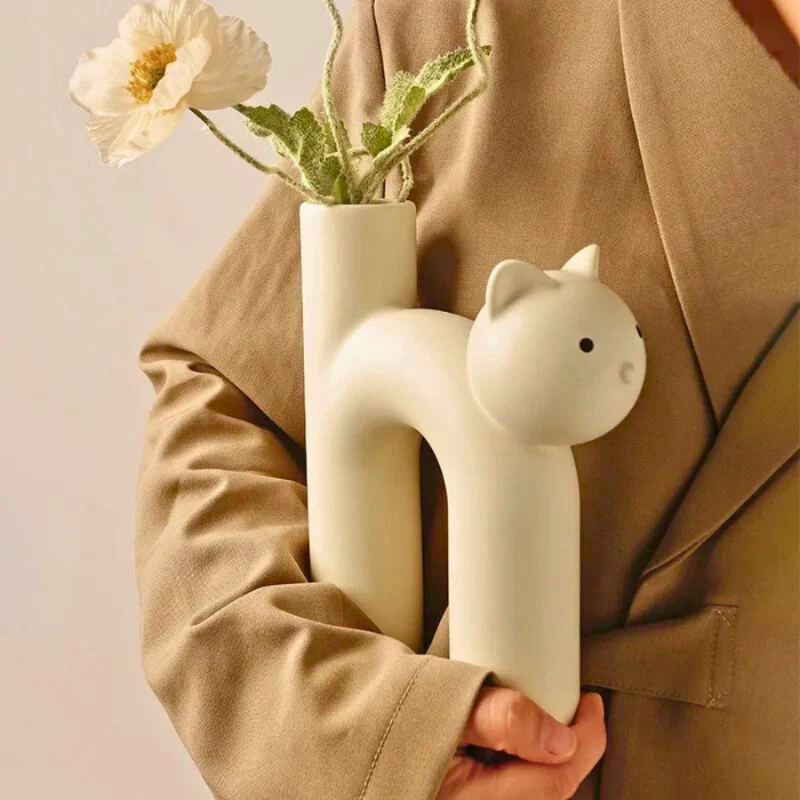 Vase à fleurs en résine forme tête de chat - Image 4