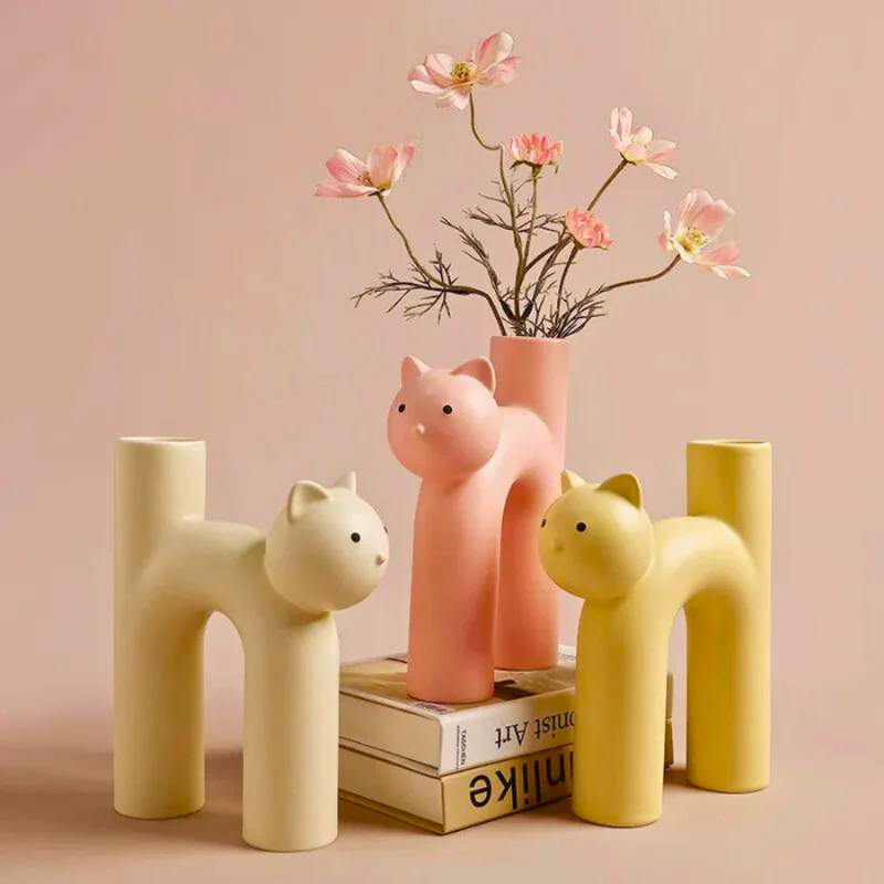 Vase à fleurs en résine forme tête de chat - Image 6