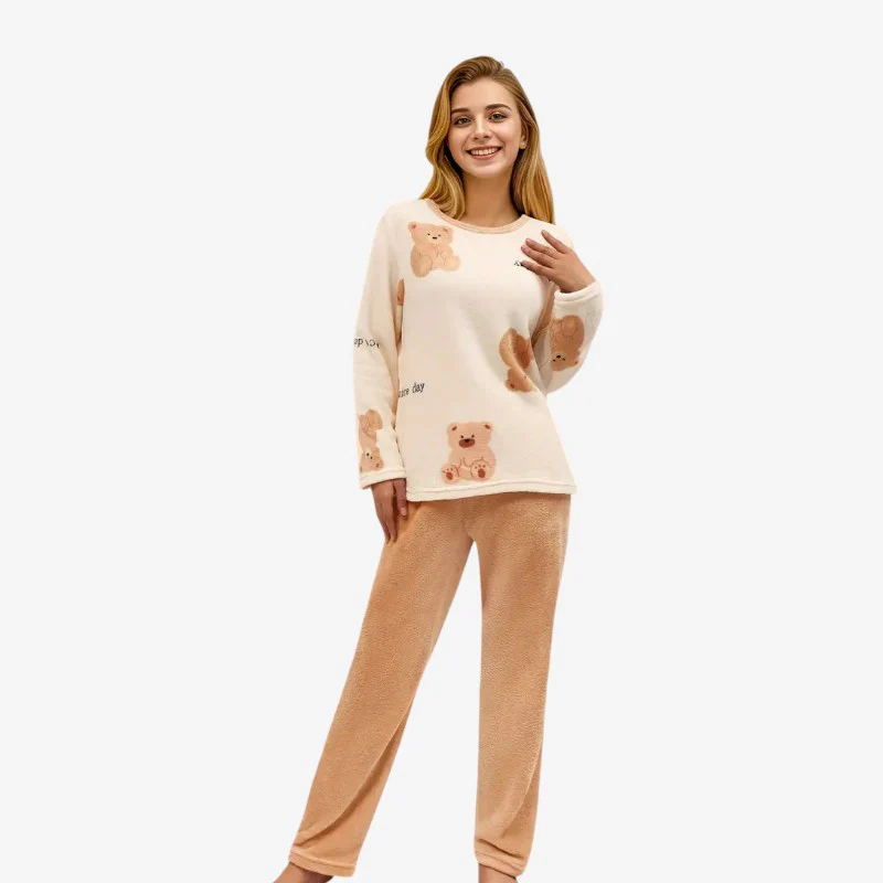 Pyjama femme deux-pièces motifs cœur et ours - Image 2