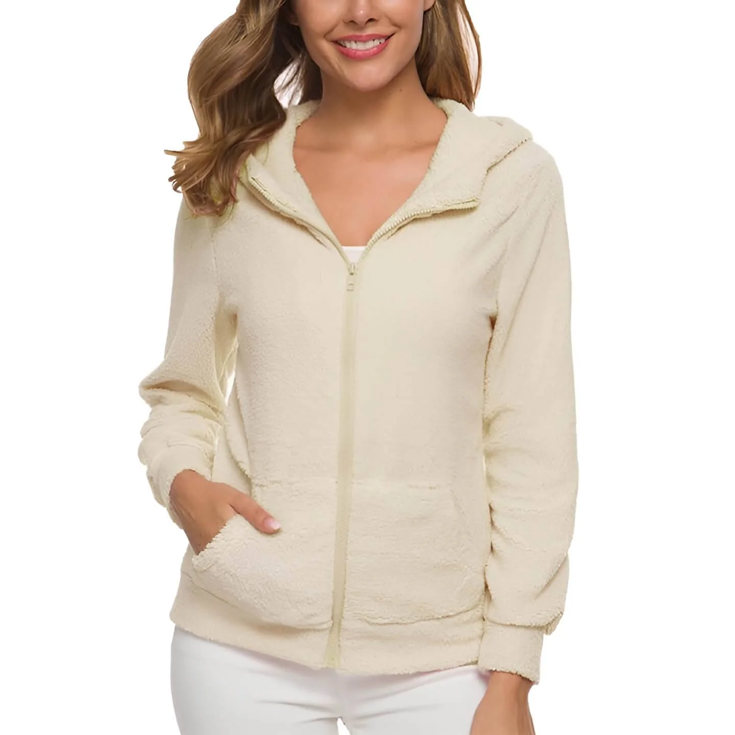 Pull polaire femme zippé avec poches pratiques - Image 2