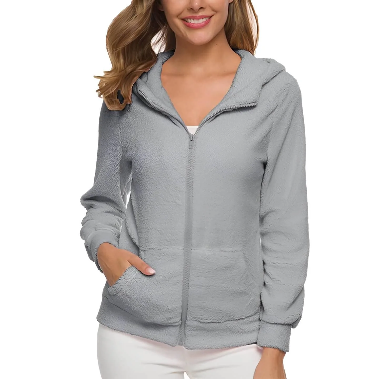 Pull polaire femme zippé avec poches pratiques - Image 6