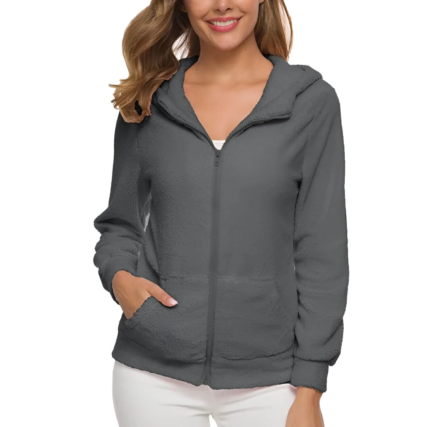 Pull polaire femme zippé avec poches pratiques - Image 7