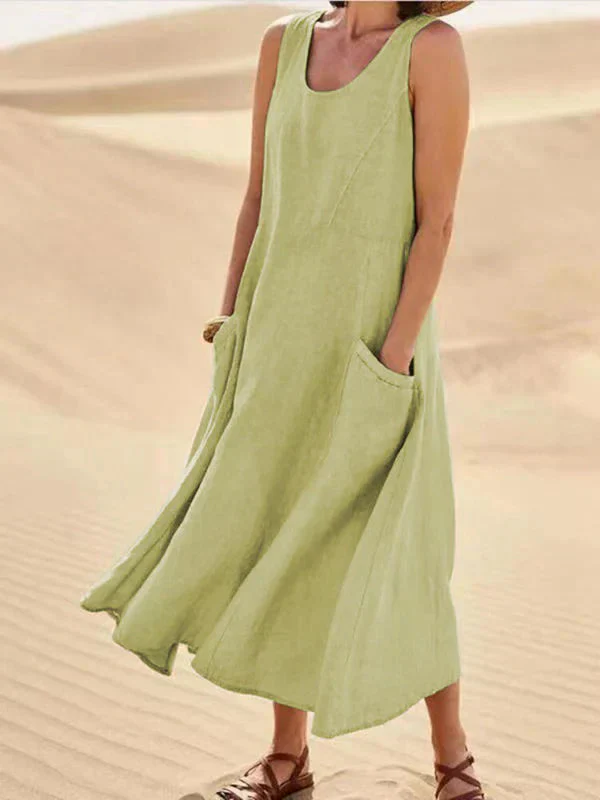Clara – Robe fluide sans manches à encolure ronde et poches profondes - Image 10