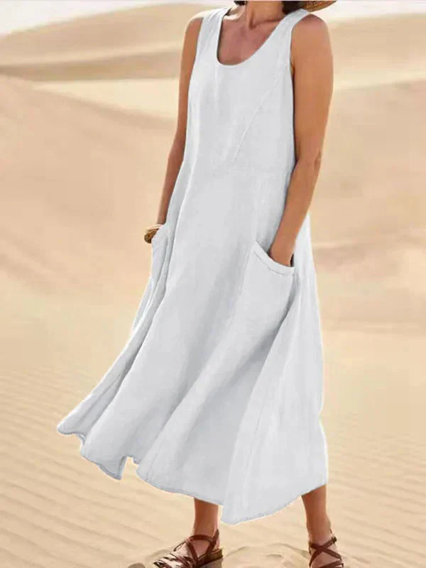 Clara – Robe fluide sans manches à encolure ronde et poches profondes - Image 5