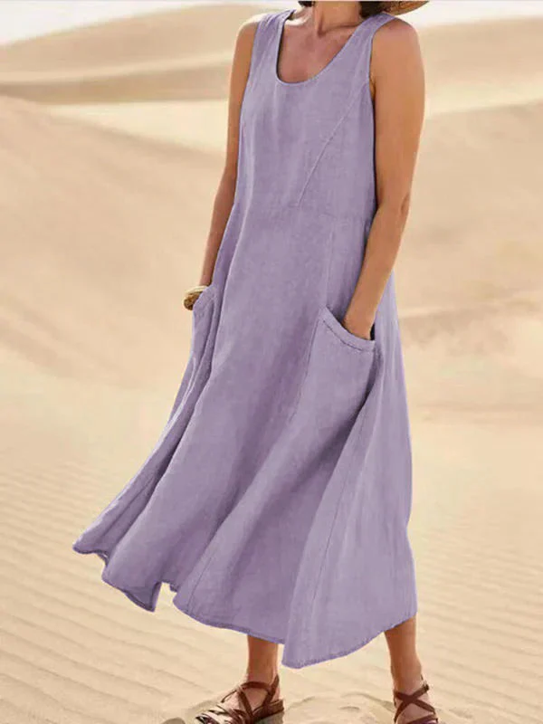 Clara – Robe fluide sans manches à encolure ronde et poches profondes - Image 9