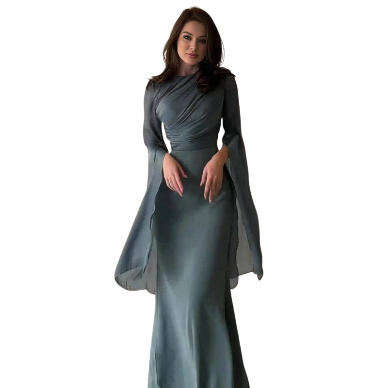 Robe maxi à manches longues avec encolure ronde - Image 5