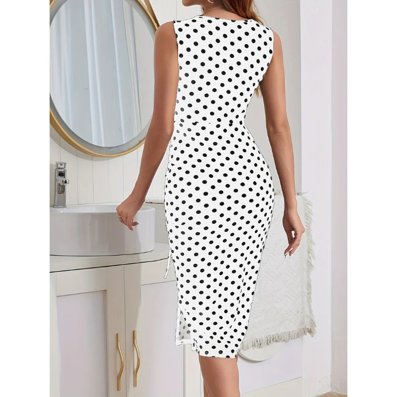 Robe midi femme à pois coupe décontractée - Image 11
