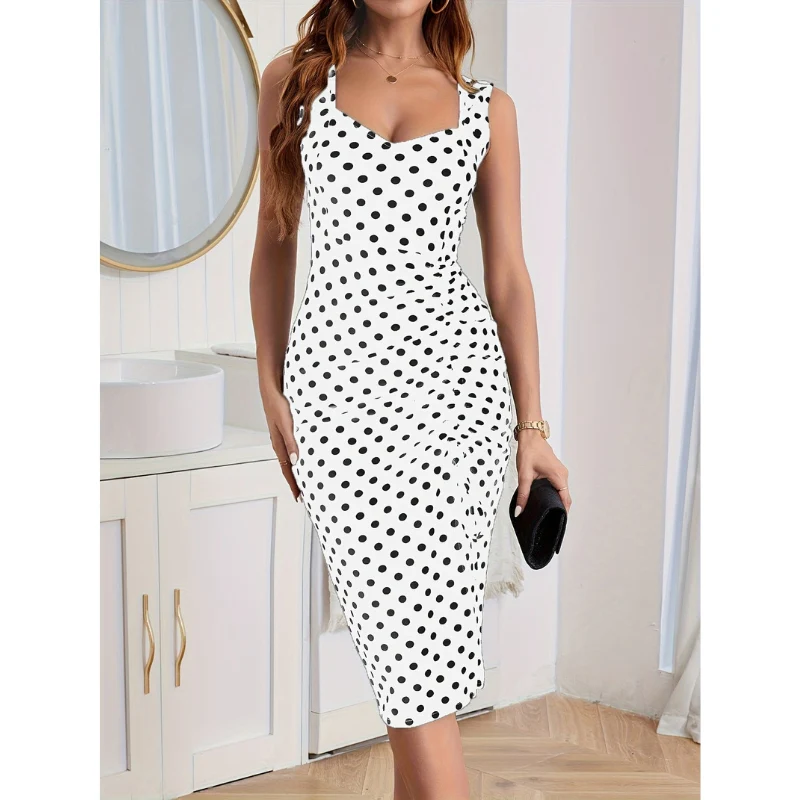 Robe midi femme à pois coupe décontractée - Image 2