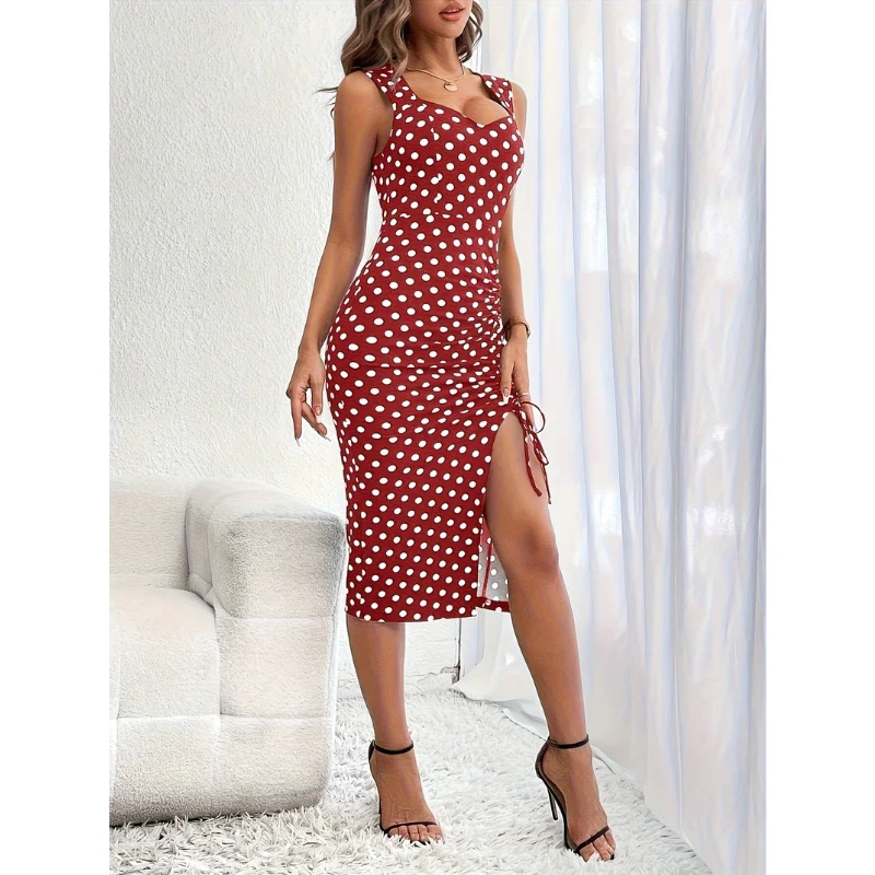 Robe midi femme à pois coupe décontractée - Image 3