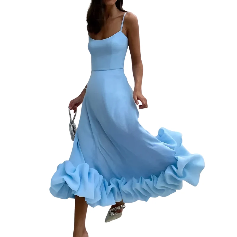 Robe midi sans manches avec ourlet volanté - Image 3