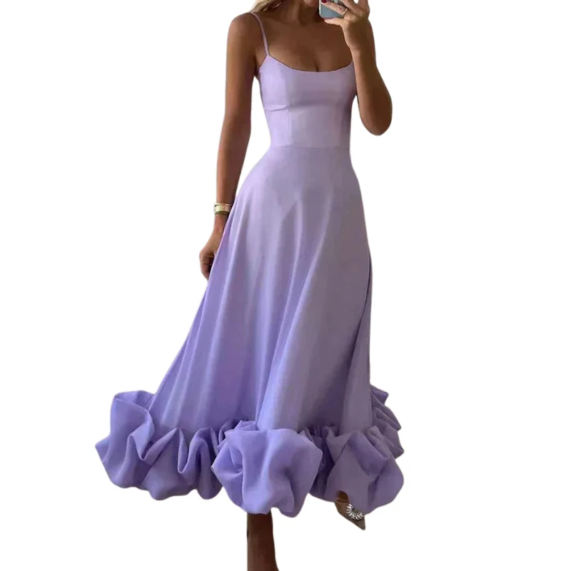 Robe midi sans manches avec ourlet volanté - Image 4