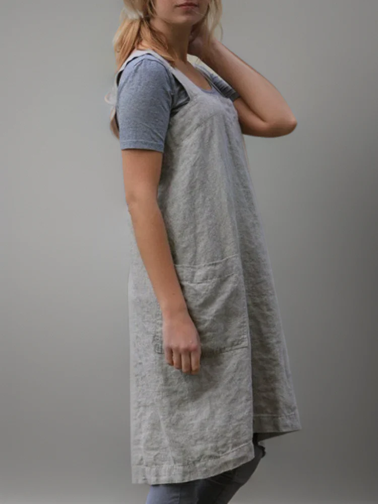 Clara - Robe tablier à dos croisé avec poches et style moderne ouvert dans le dos - Image 7