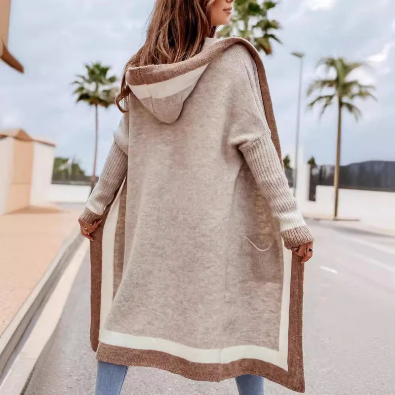 Cardigan femme à capuche ouvert manches longues - Image 6