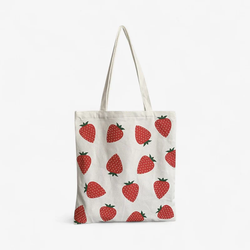 Sac fourre-tout pliable imprimé fraise