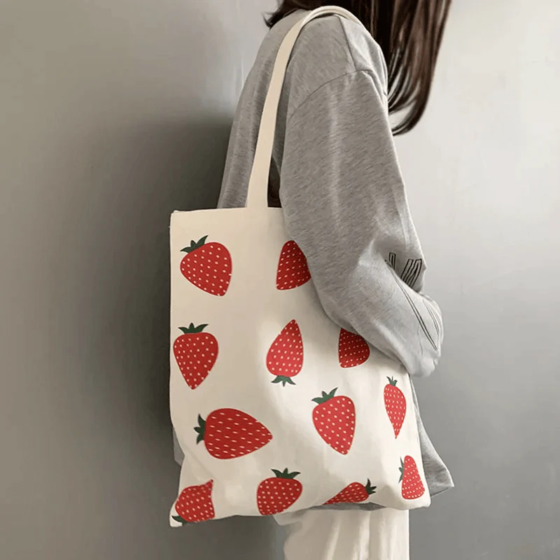 Sac fourre-tout pliable imprimé fraise - Image 2